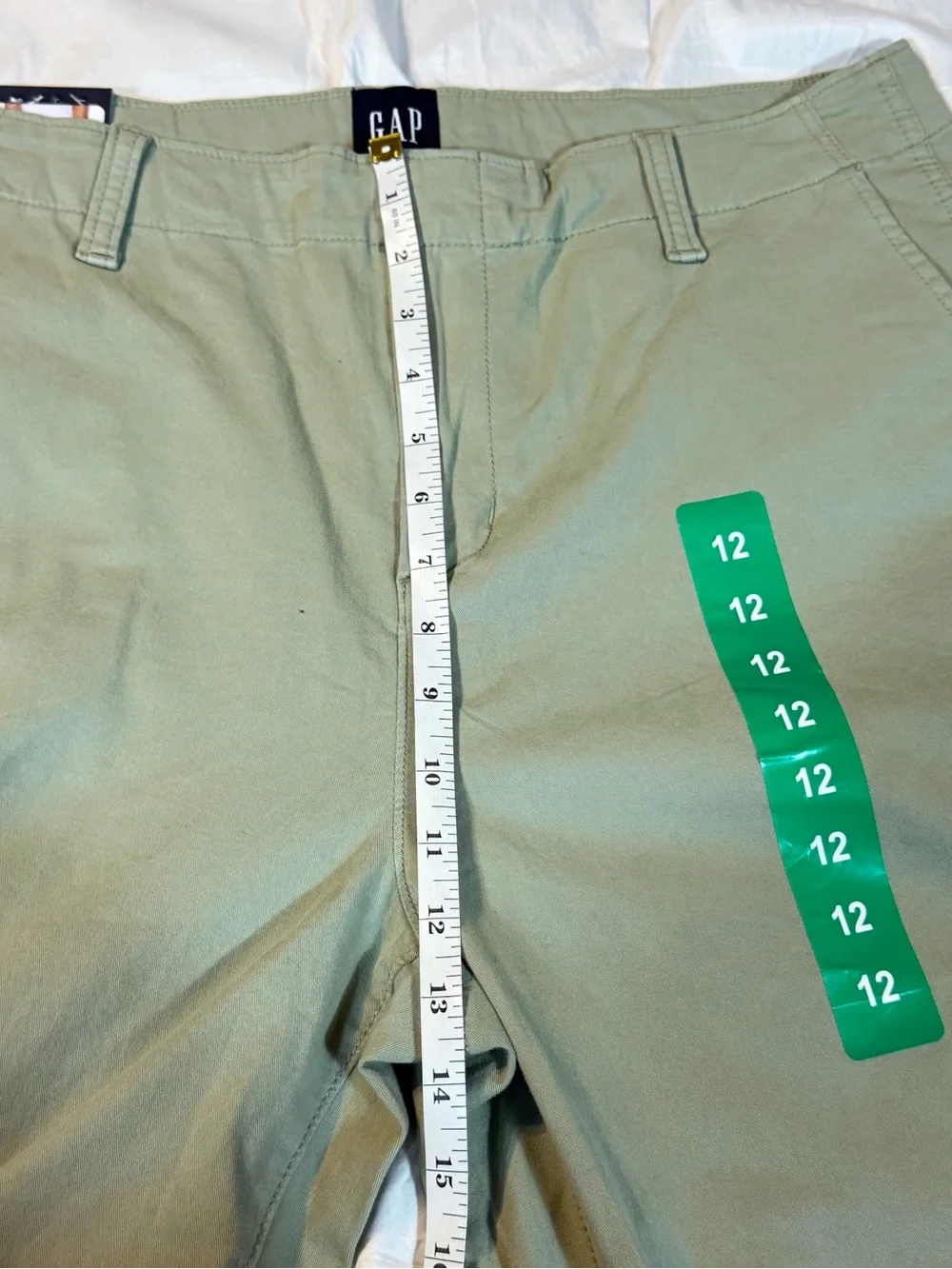 GAP Girlfriend Chino Pants 12 NWT Khaki Mid Rise Straight Leg Sage Olive Green